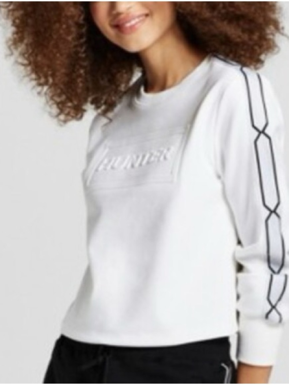 Hunter for Target White Sweatshirt with Black Geometric Sleeve Trim
